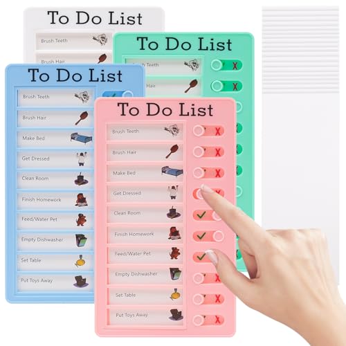 Ennoxwi 4 Pièces To Do Liste, Organisateur de Routine, Tableau de Tâches, Tableaux Mémo avec Papiers Interchangeables, Organisateur Réutilisable pour...