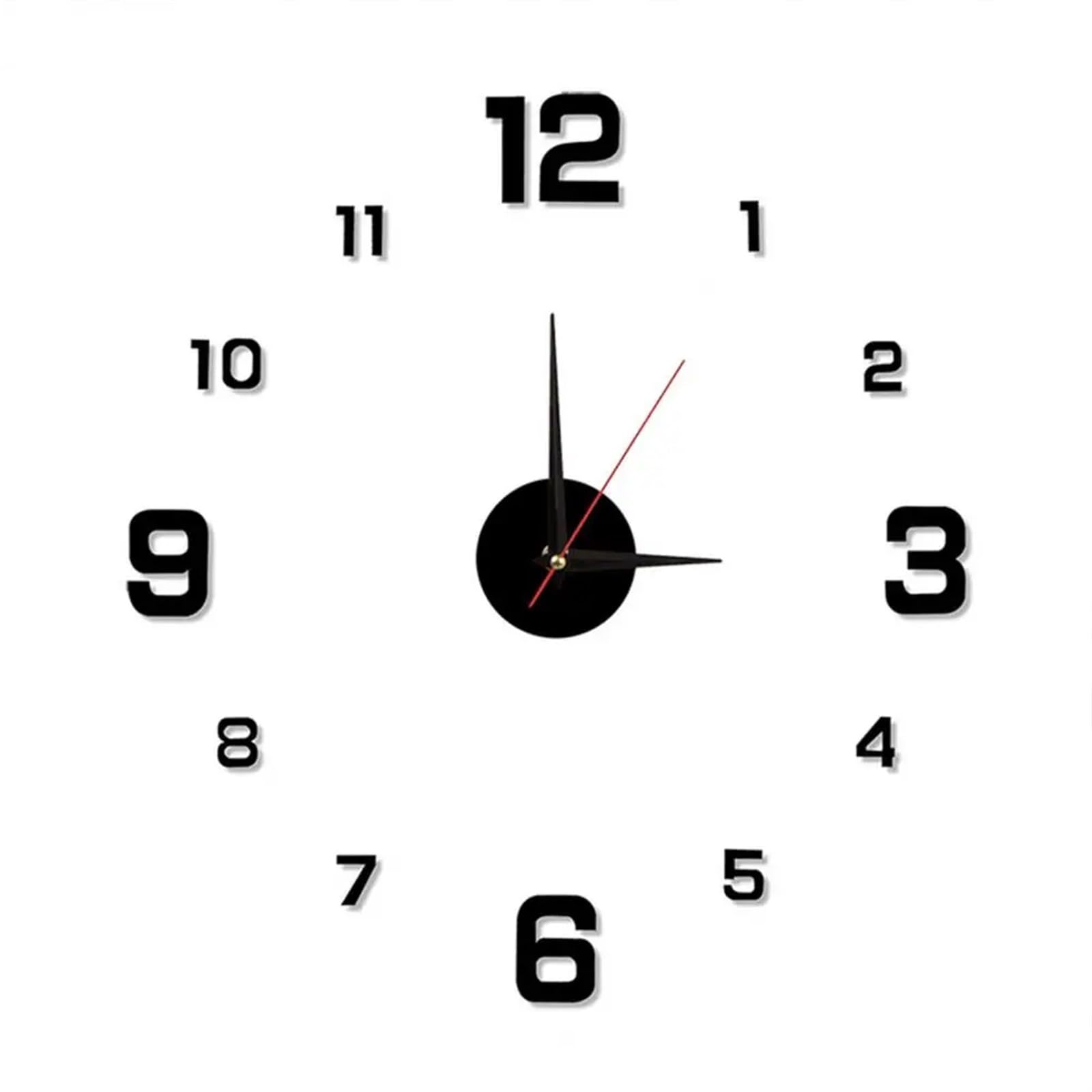 VFDVSWZSA Stylish wall clock, Luminous Hanging Clock For Living Rooms DIY Digital Wall Stickers Mirror(Black)