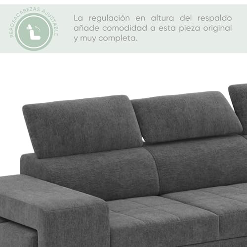 Variante de BUDWING sofas chaise longue Gris oscuro 263×161×96 cm