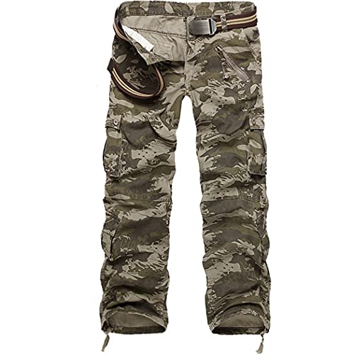 Pantalon cargo en coton de qualité supérieure style militaire vert
