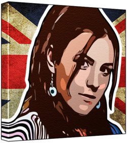 Dani Wilde - Pop Art Print (Comic Effect; Grungy Union Jack Background) 50 x 50 x 2 cm Large Square Deep Box Canvas