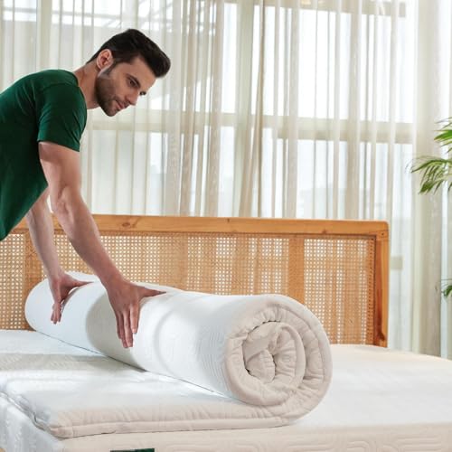 Image of The White Willow Mattress Topper for King Size Bed-Engineered Latex Supersoft King Bed Mattress Topper for Back Pain & Support-Pressure Relief & Extra Comfort-Premium Fabric-84x72|2 inch H