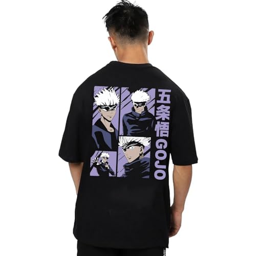 Image of Anime t Shirt for Men and Women Regular fit Jujutsu Kaisen t Shirts Round Neck gojo satoru Tshirt Black Half Sleeves Polycotton
