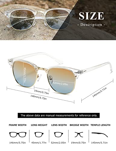 Image of AEVOGUE Polarized Semi Rimless Sunglasses for Men Women, Retro UV400 Sun Glasses for Driving Outdoor