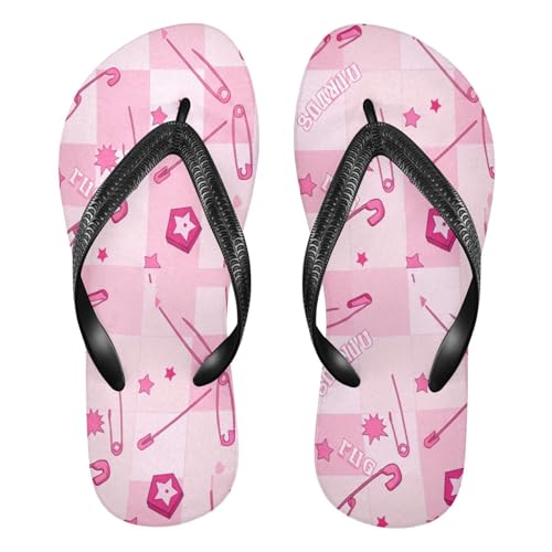 STAYTOP Safety Pins and Stars Flip Flops Sandals of Men's & Women's,Sandals Beach Slippers Shower Slides
