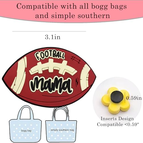 Sports Charms for Bogg Bag Rugby,Football Decoration Accessories Charm for Bogg Bags Original All Models, Bag Charms Compatible with Simply Southern Totes,Insert Decorative for Handbag Beach Tote Bag2