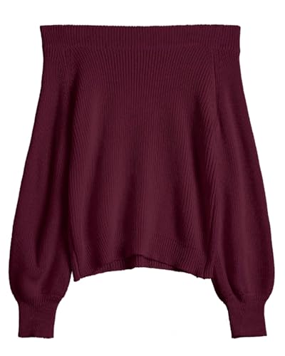 Image of ZAFUL Sweaters for Women Off Shoulder Knit Sweater with Long Sleeve Loose Pullover Jumper Tops