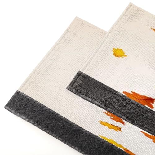 Image of Pardick Fall Maple Leaves Refrigerator Door Handle Covers Set of 2 Washable Fridge Dishwasher Mocrowave Oven Door Decor Protector Handle Cover Kitchen Appliance Decorative