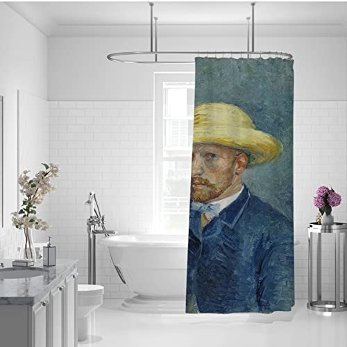 Rideau de douche lavable en machine bleu jaune imperméable - 3