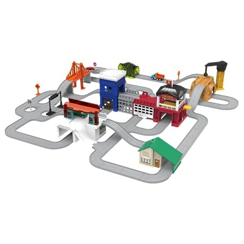 DRIVEN by Battat - City Playset with Toy Vehicles, Buildings, Tracks - Toy Car Accessories for Kids - 140pc Pretend Play Set - Pocket Series Build-A-City - 3 Years + Cover