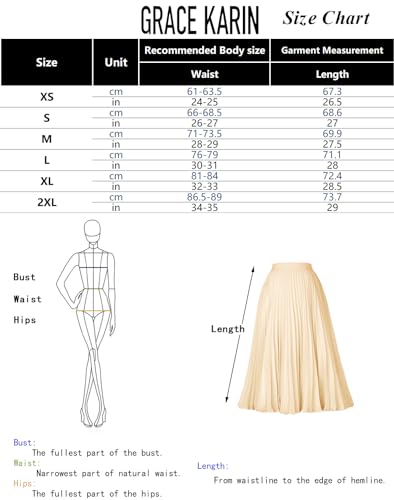 GRACE KARIN Women High Elastic Waist Pleated Chiffon Skirt Midi Swing A-line Skirts3