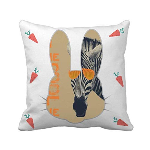 Housse de coussin lapin marron carré déco salon chambre canapé