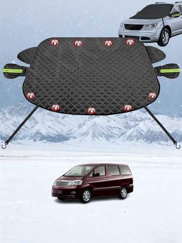 車 フロントガラスカバー 凍結防止シート に適合するトヨタ アルファード 初代 10系 Alphard 2002年~ 2008年 カーフロントカバー 五重厚手 内蔵9枚磁石 防風 盗難防止 挟み耳 鏡保護 霜よけ 落葉 雪対策 防塵 防氷 フロントガラス保