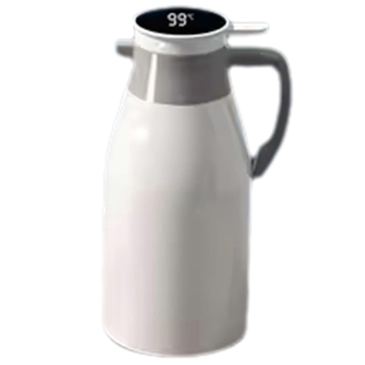 JOYHAPPST Thermal Kettle Household Digital Display Coffee, Glass Liner Vacuum Flasks Large Capacity Water Bottle White 2L