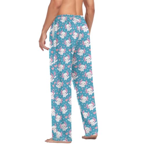 Aflyko Ocean Men's Pajama Pants Axolotl Heart Blue Pjs Sleepwear Bottoms3