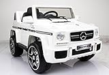 Mit Fernbedienung und 12 Volt MERCEDES-BENZ G63 AMG ELEKTRO KINDERAUTO KINDERFAHRZEUG FERNBEDIENUNG EVA RÄDER 12V , 2 MOTOREN JE 45W, MP3 - EINGANG WEISS