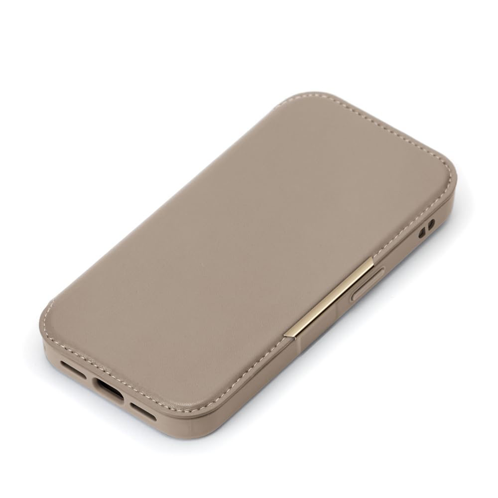 iPhone17e / iPhone16e 用 ガラスフリップケース ベージュ PG-25KGF02BE