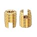 uxcell Self Tapping Threaded Inserts, 10pcs M5-0.8 Female to M8-1 Male Brass Slotted Thread Repair Inserts Nuts, 10mm Long