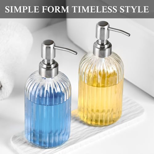 Image of 2 Pack Clear Glass Hand Soap Dispenser Set