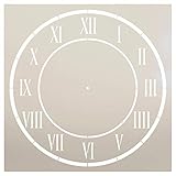 D'Anjou Clock Stencil by StudioR12 | Roman Numeral Clock Face Art - Reusable Mylar Template | Painting, Chalk, Mixed Media | Use for Crafting, DIY Home Decor (15')