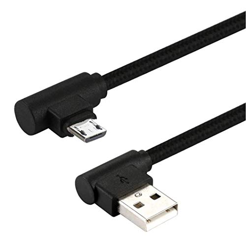 Lalomo - Cable micro USB en ángulo de 90 grados, conector L de nailon trenzado USB A a Micro B de carga rápida y cable de sincronización de datos
