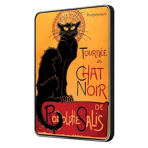 French Wall Art Cat Poster Art Deco Black Cat Canvas Print