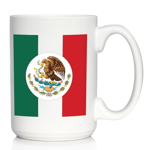Taza de café bandera de México cerámica 15 oz miniatura 1