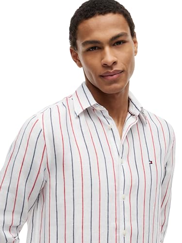 Image of Tommy Hilfiger Men's Long Sleeve Casual Linen Button Down Shirts in Regular Fit