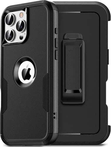 Coque iPhone 16 Pro Max Defender Armor noire holster clip ceinture et câble de charge - 4