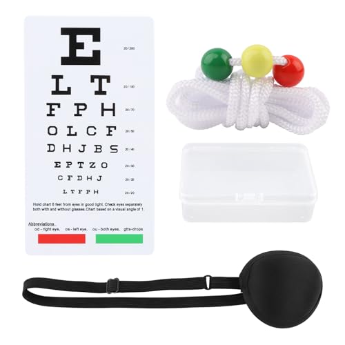 7 ft Vision Convergence Beads Training Kit with Eye Patch & Snellen Eye Chart, Vision Therap-y Convergence Insufficiency Tool for Eye' Focus Exercise and Agility(Multi)