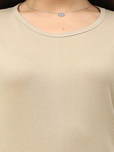 Image of FLEXIMAA Women's Cotton Plain Round Neck Half Sleeve T-Shirt