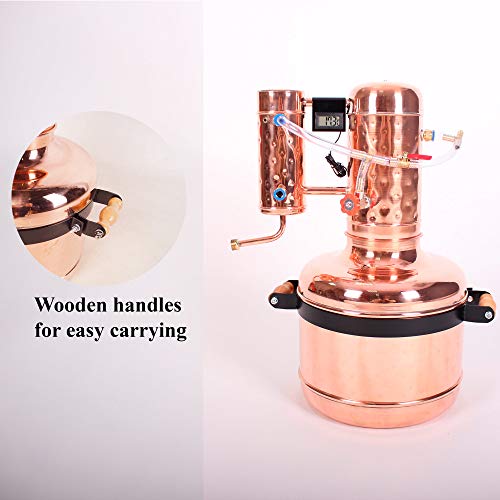 Copper Moonshine Still Alembic Distiller Alcohol 42 L - Alambic Reflux Column with Condenser For Whiskey, Rum, Scotch, Tequila, Essential Oils