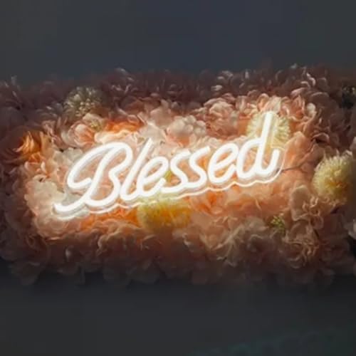 Image of Blessed Neon Signs,LED Arylic Dimmable Blessed Neon Light Decorative Wall Arts Night Lamp for Bedroom Office Studio Lounge Birthday Baby Shower Party,Warm White 17x7Inch