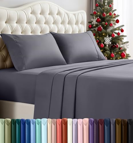 Utopia Bedding King Sheet Set – 4 Piece Bed Sheets for King Size Bed, Soft and Breathable Microfiber, Includes 1 Fitted Sheet, 1 Flat Sheet and 2 Pillowcases (Grey)