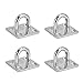 Klanata 4 Pcs 304 Stainless Steel Eye Plate with Enclosed Hook, Ceiling and Wall Mount Hanging Hardware for Marine and Industrial Use, 40 kg Load Capacity per Plate, Brushed Finish - Pack