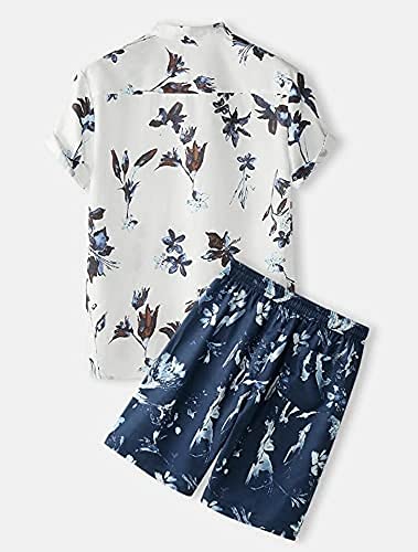 Image of Men's Poly Lycra Digital Printed Shirts with Pajama Shorts Night Suit Set