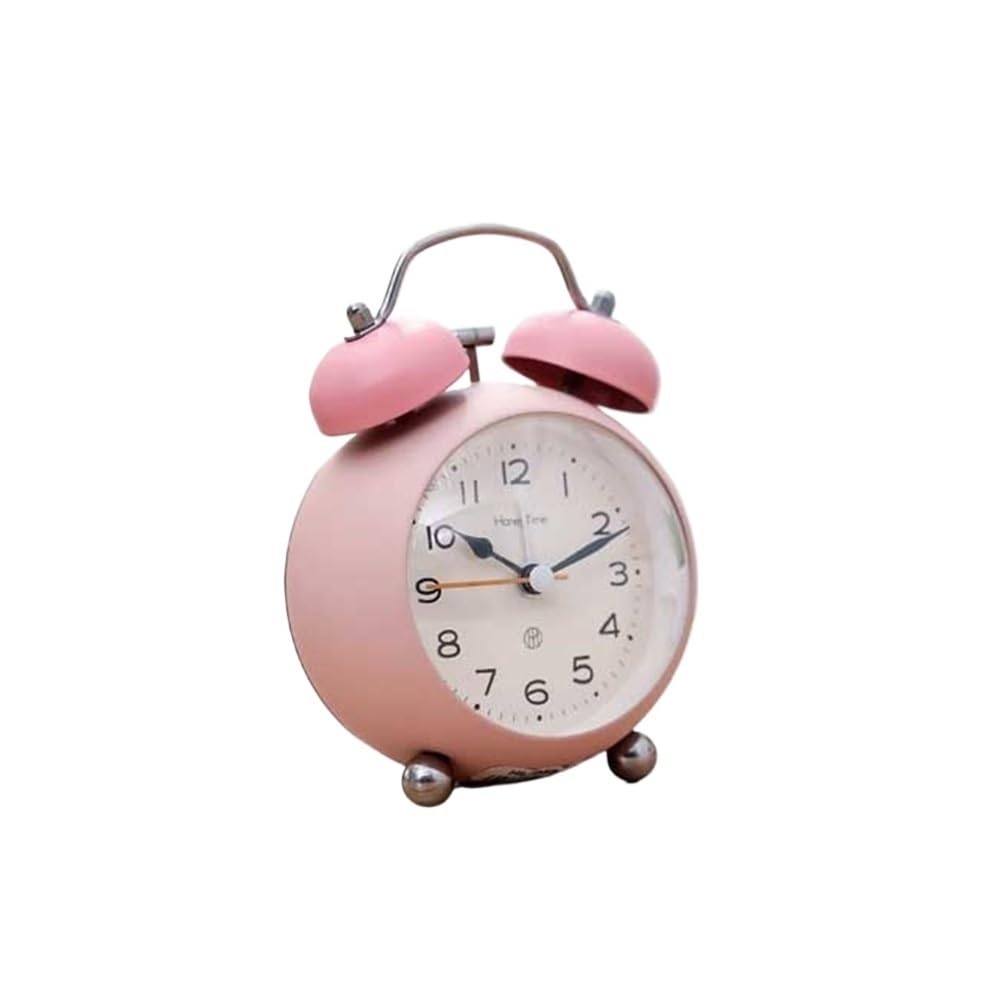 YHxFlux Table clocks Pink Clock for Bedroom Battery Operated Analog Alarm for Bed Living Room Study School Dormitory Desktop for bedrooms