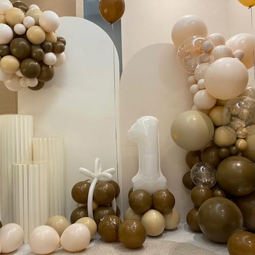 Image of Voircoloria 130pcs Brown Balloons Different Sizes 18 inch 12 inch 10 inch 5 inch Dark Brown Party Latex Balloons for Birthday Baby Shower Gender Reveal Graduation Wedding Anniversary Party Decorations
