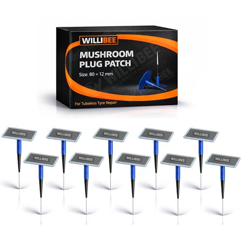 Image of WILLIBEE 10 Pcs Mushroom Plug Tubeless Tyre Puncture Repair Kit for Bike & Car | Tire Puncher Repair Patches (10 Pcs, (80 x 12mm))