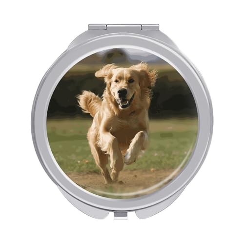 MUSM Golden Retriever Running Makeup Mirror 2 X /1 X