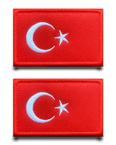 2 stycken Turkiets flagga patch kardborreband taktisk militär lapp, lappar med kardborreband airsoft patch för ryggsäckar taktisk klädsel jacka kardborreband fickor märke
