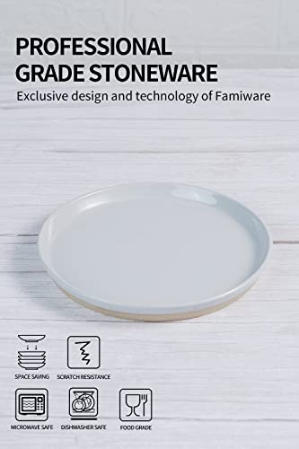 Famiware Saturn 6 Pieces Dinner Plates, 10.5 Inch Plate Set, Scratch Resistant, Stoneware Dinnerware, Kitchen Modern Rustic Serving Dishes, Light Gray #TOP6