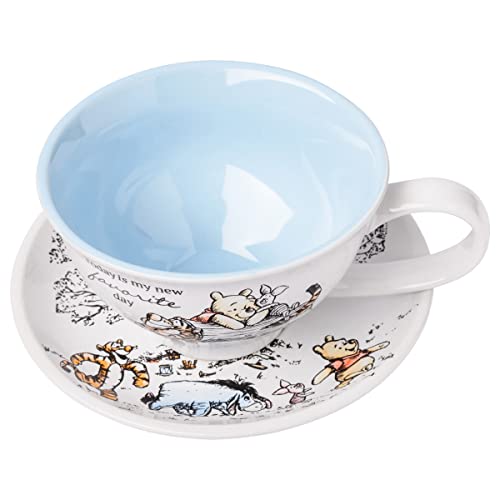 Silver Buffalo Disney Winnie The Pooh Walking Classic Scene Ceramic Teacup And Saucer, 12 Ounces #TOP2