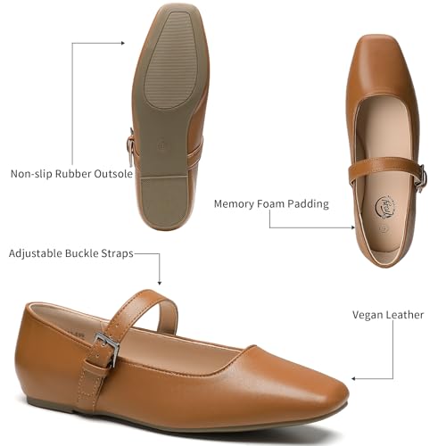 Image of Trary Mary Jane Shoes Women Woven Flats for Women Dressy Ballet Flats Squared Toe Mary Jane Flats Shoes