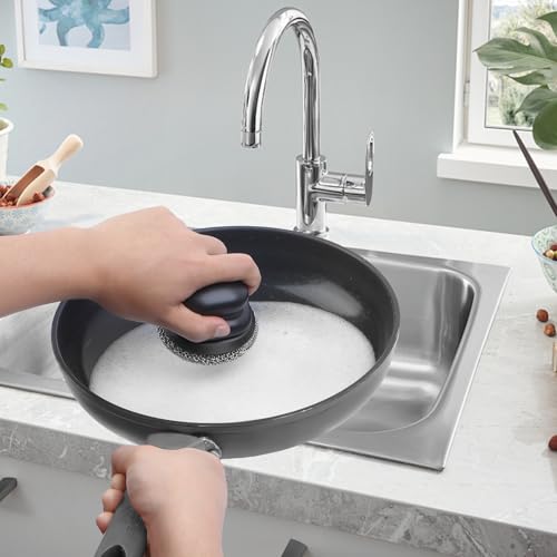 Image of Cast Iron Scrubber and Scraper, Chain Mail Scrubber Cast Iron for Cleaning Dishes, Stock Pots, Pans, Griddles, Grills, Dish Scouring Pads