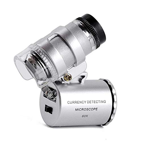 Chianrliu Mini Mikroskop 60x LED Taschenmikroskop Juwelier Vergroesserungsglas Einstellbare Lupe für Einstellbare Lupe mit UV-Licht (Color 1)