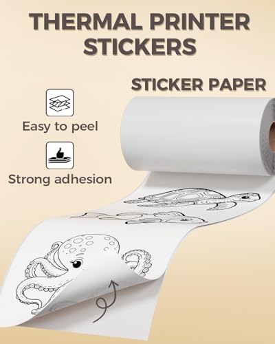 Image of 9 Rolls Sticker Printer Paper Compatible with Memoking T02 /XenGro AHM2 /NDYIN D21 /Anycash S1 /iDPRT S1 /Cudinham X6 /Cabaro Mini Sticker Maker, 57mm Thermal Printer Paper