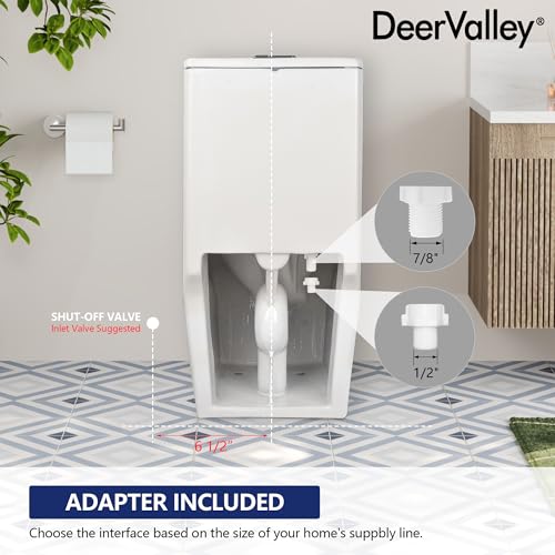 Image of DeerValley One-Piece Modern Toilet with Comfort Height | Elongated Bowl & Dual Flush | Seat Included