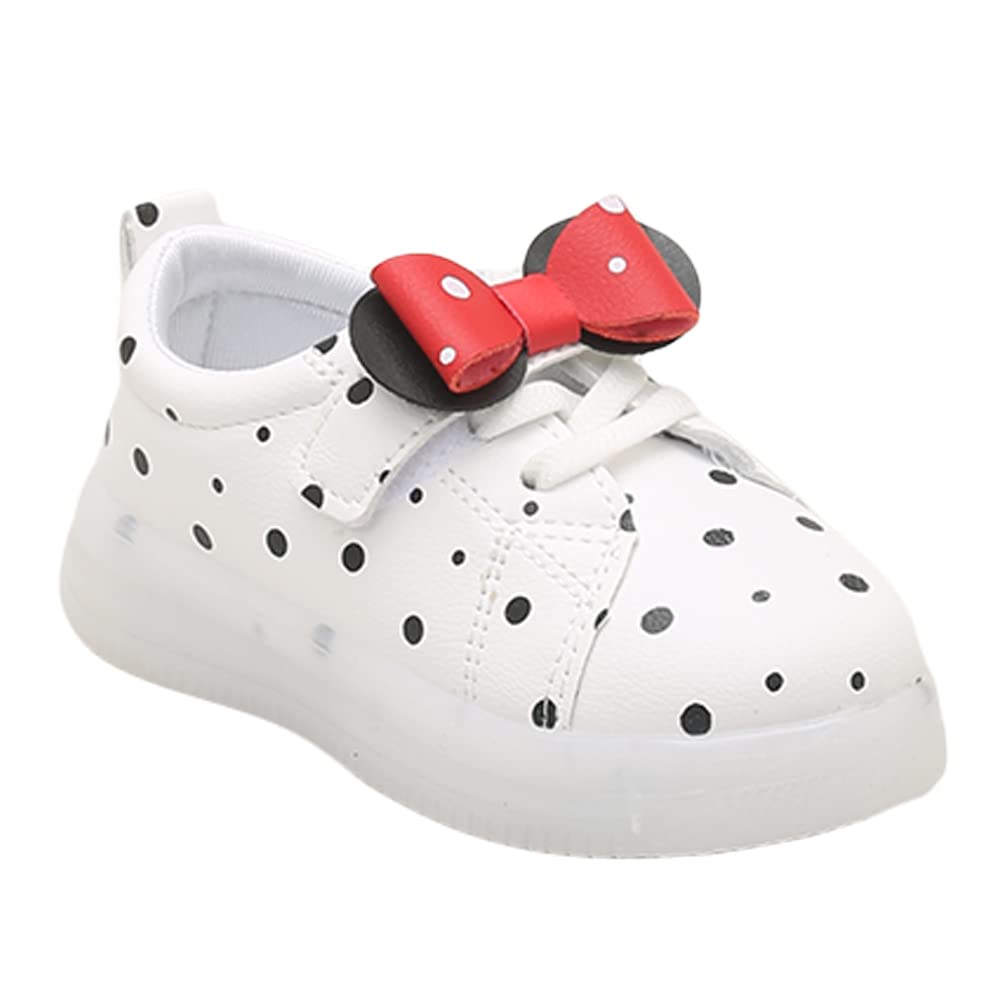 Hopscotch Baby Girls PU and and Fiber Applique Bow and Polka Dots Printed LED Sneaker in White Color,UK:7 (WKT-3351179) (B08WKPXD4S) Amazon Price History, Amazon Price Tracker