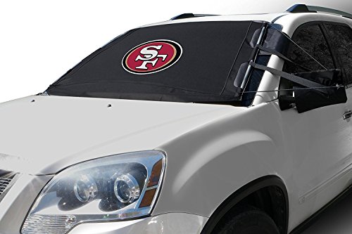 NFL Frost Guard Windshield Cover for Ice and Snow, San Francisco 49ers | Standard Size Car Windshield Frost Cover with Mirror Covers | Fits Most Cars, Sedans, Small Trucks, SUVs â€“ 60 x 40 Inches
